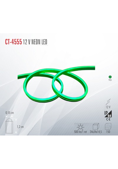 Cata Ct-4555 12 V Neon Led Şerit Yeşil Işık 5 Metre