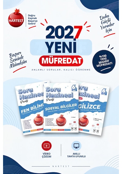 Nartest Yayınevi 2027 6. Sınıf Fen Bilimleri + Sosyal Bilgiler + İngilizce Yeni Müfredat Bağlam Temelli Soru Hazinesi Seti 3 Kitap