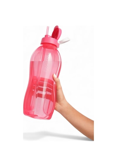 Eco Şişe 2 Lt Şişe Pipetli Pembe+ Eco Şişe Fırçası Siyah Pembe