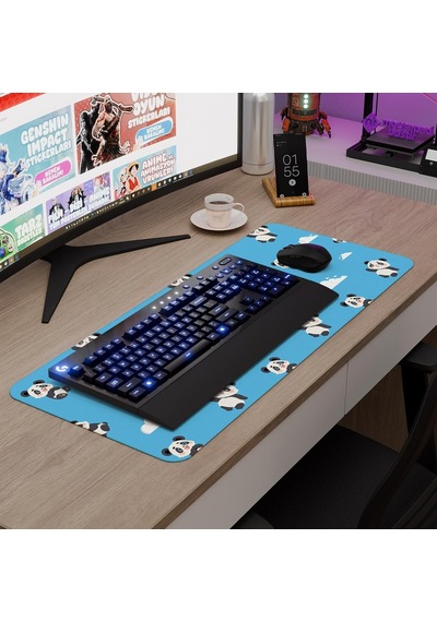 Panda Oyuncu Gaming Mouse Pad Kauçuk Kaymaz Taban Mousepad V1, 70x30 Xl
