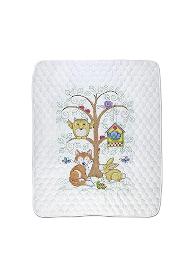 Design Works Crafts Janlynn Kanaviçe Yorgan Seti, Bebek Ormanı İçin Damgalı 0