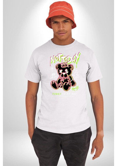 Bugün Değil Unisex Unisex Beyaz Organik Baskılı T-shirt Penye Yüksek Kalite Beyaz