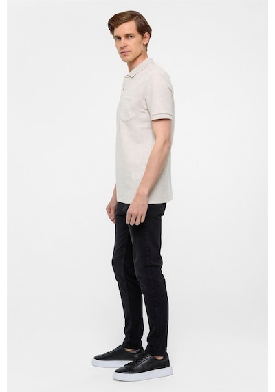 Süvari Bej Regular Armürlü Polo Yaka Tişört-37403 Bej