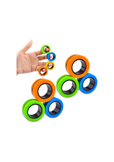 6 Adet Manyetik Yüzükler Fidget Oyuncaklar, Silindir Yüzükler, Yetişkin Parmak Fidget Oyuncaklar, Dehb Anksiyete Rölyef Dekompresyon Sihirli Yüzük Fidget Oyuncak, Komik Hediyeler Çocuklar