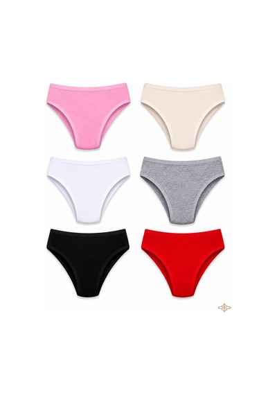 Hepsine Rakip 6'lı Tutku Kadın Pamuklu Bikini Külot Seti Nevra 0531 Çok Renkli