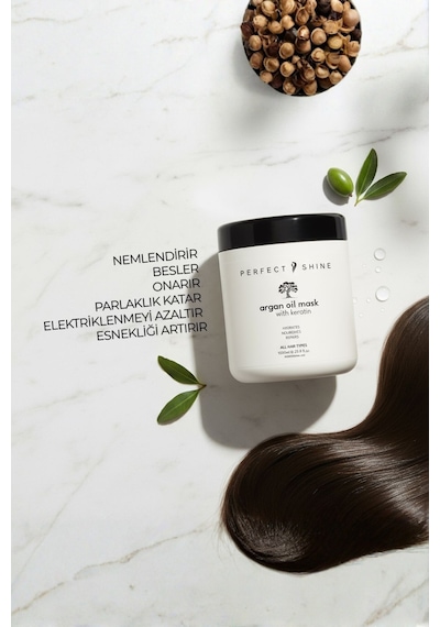 Perfect Shine Derinlemesine Besleyici Onarıcı Yoğun Bakım Argan Yağı Keratin İpek Proteinli Saç Maskesi 1 L