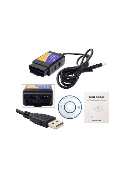 Onlinevitrin Elm327 Obd2 Kablolu Usb Girişli Araç Oto Arıza Tespit Cihazı V1.5