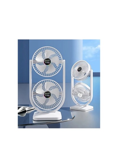 Çift Başlıklı Fan Şarjlı Masaüstü Vantilatör Soğutucu Type-c Girişli, 3 Kademeli - Ayarlanabilir Başlık Çift Başlıklı Fan Şarjlı Masaüstü Vantilatör Soğutucu Type-c Girişli, 3 Kademeli - Ayarlanabilir Başlık