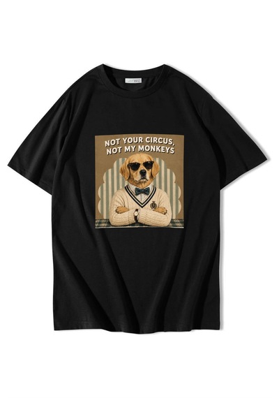 Brz Collectıon Brz Collection Unisex Oversize Not Your Circus, Not My Monkeys T-shirt Siyah