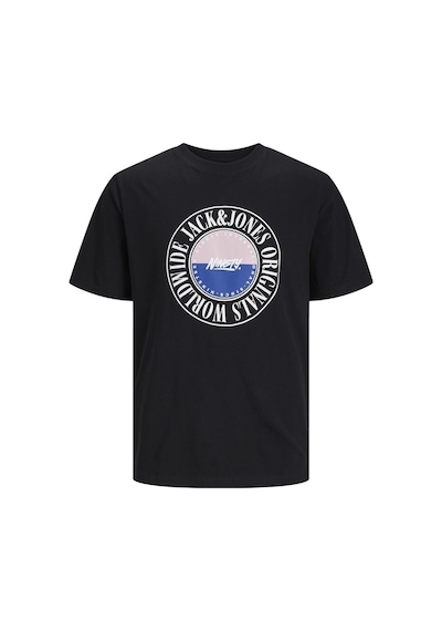 Jack & Jones Jack Jones Baskılı Bisiklet Yaka Tişört 12250411 Siyah