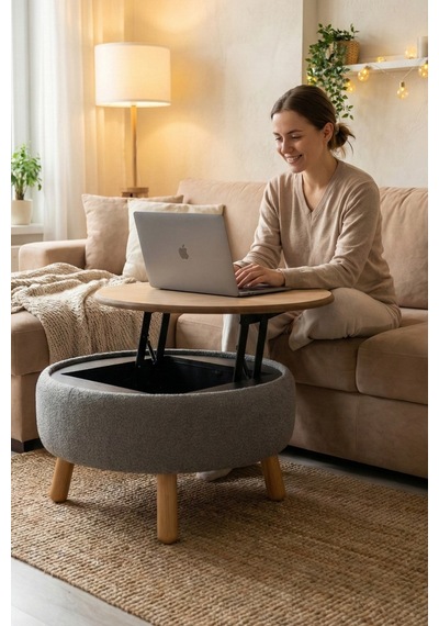 İriva Sandıklı Mekanizmalı Orta Sehpa/bench, Gri