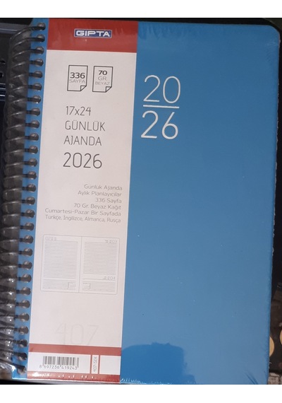 Gıpta Ajanda 2026 Yılı Spiralli 17x24 Cm Sert Kapak Mavi