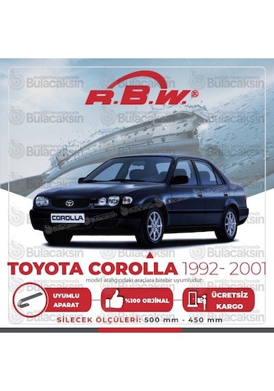 Toyota Corolla Uyumlu Muz Silecek Takımı (1992-2001) RBW