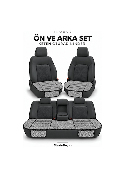 Honda City 2009-2013 Çizgili Keten 3'lü Minder Siyah-beyaz