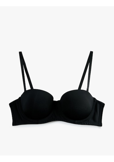 Koton Dolgulu Kaplı Balenli Push Up Sütyen Siyah 7wlk10077mk