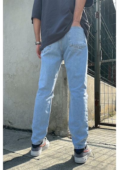 Açık Mavi Dizi Yırtık Rj1 Dif Regular Pantolon Açık Mavi