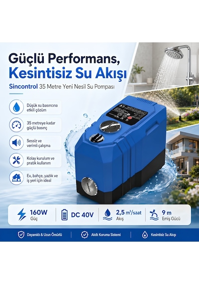 Sincontrol Sn-25zpz-40vıah35-q2 35 Metre Yeni Nesil Su Pompası 160w