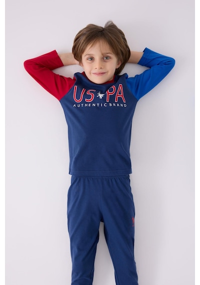 U.s. Polo Assn. 1919 Authentic Brand Erkek Çocuk Uzun Kol Pijama Takım İndigo