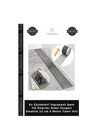 Ev Çözümleri Yapışkanlı Bant Tül Onarımı Gider Süzgeci Sineklik 12 Cm 4 Metre Tamir Kiti