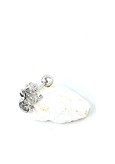 Zirkon Taş Detaylı Deniz Atı Figürlü 925ayar Gümüş Tragus Helix Kikirdak Piercing Gümüş
