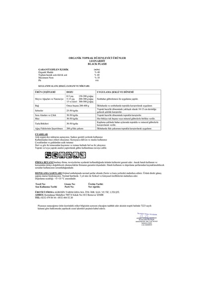 Agrosin Black Flash Leonardit Organik Toprak Düzenleyici Toz 25 kg