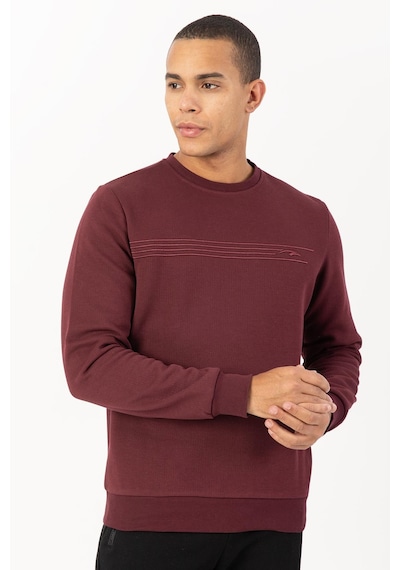 Maraton Sportswear Comfort Erkek Bisiklet Yaka Takma Kol Basic Bordo Sweatshirt 21836-bordo