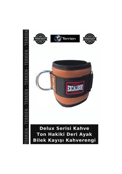 Delux Serisi Kahve Ton Hakiki Deri Ayak Bilek Kayışı Kahverengi