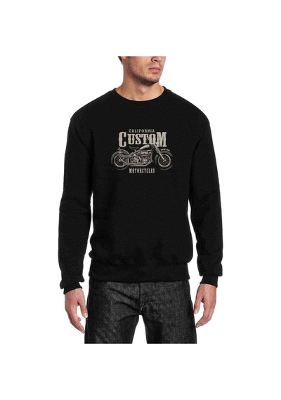 American Costum California Baskılı Siyah Erkek Örme Sweatshirt