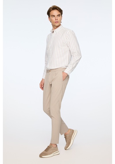 Morven Erkek Bej Poliviskon Trend Desenli Slim Fit Lastikli Pantolon 26ys003004653 Bej
