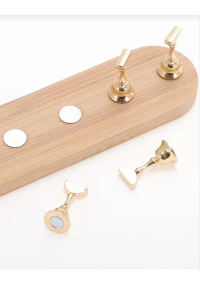 Ahşap Taban Altın Standlı Tırnak Örnek Tutucu, 5'li Set