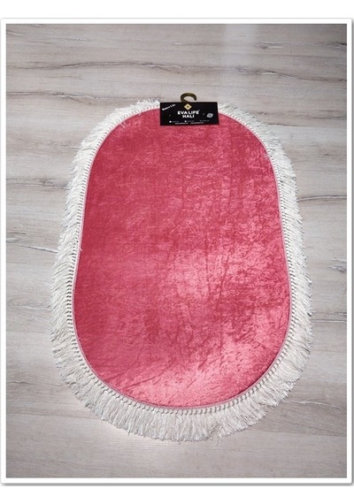 Yamalı Home Eva1005Kırmızı 2'Li Klozet Takımı Oval Banyo Paspası Kırmızı