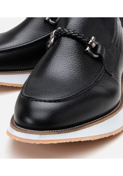 Hotiç Erkek Deri Siyah Spor Tabanlı Klasik Loafer