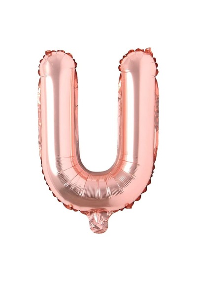 U Harf Rose Gold Folyo Balon16 İnç 36 cm