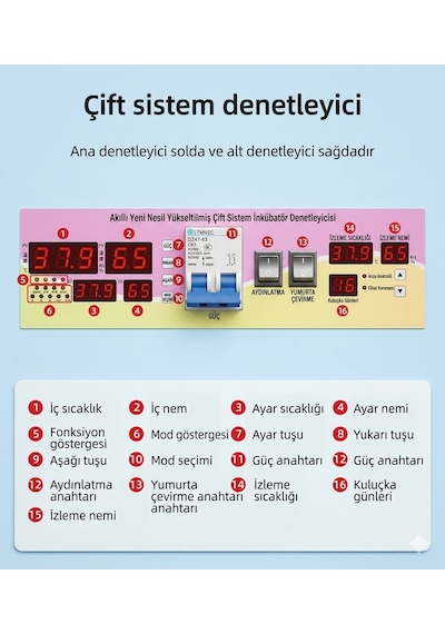 528 Yumurta Kapasiteli Endüstriyel Kuluçka Makinesi - 3 Çeşit Viyollu, Çıkım Sepetli + Isı Lambası Hediyeli