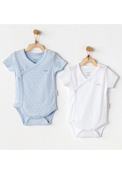 Andy Wawa Zıbın Body 2li Jacquard Basic Mavi - Beyaz Mavi