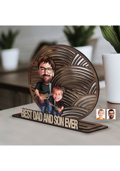 Bk Gift Kişiye Özel 3 Katmanlı Baba-oğul Karikatürlü Ahşap Biblo-2, Babaya Hediye, Babalar Günü Hediyeleri Kobitmeyen138177 Bk Gift