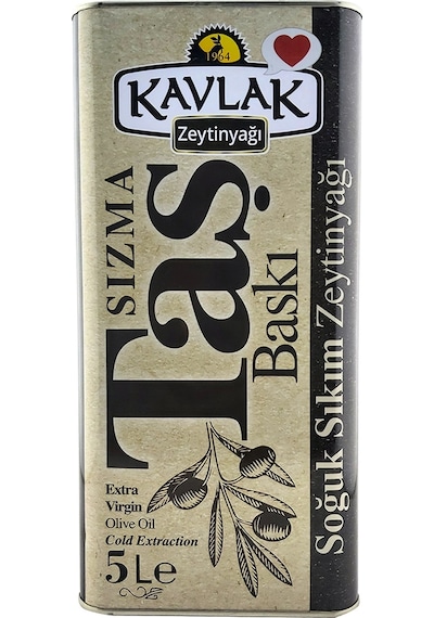 Kavlak Taş Baskı Soğuk Sıkım Sızma Zeytinyağı Teneke 5 L