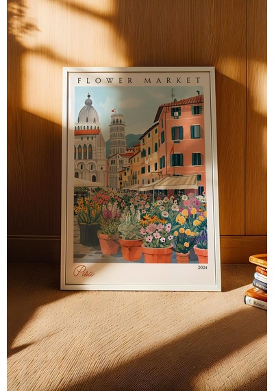 Pisa İtalya Çerçeveli Tablo Seyahat Severlere Salon Ve Ofis İçin Estetik Duvar Dekoru Travel Flower Market