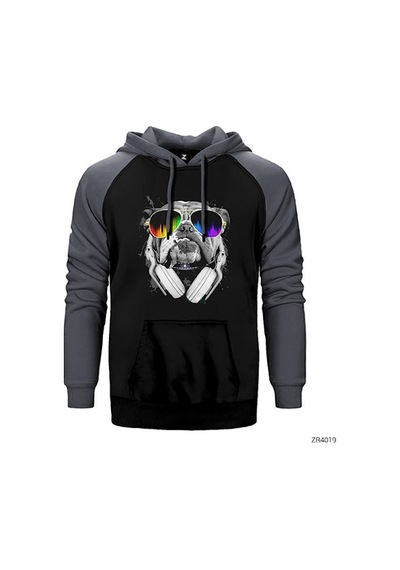 Bulldog Dj Gri Renk Reglan Kol Sweatshirt / Hoodie