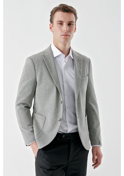 Morven Erkek Taş Örme Slim Fit Torba Cep Mono Yaka Spor Ceket 24ms002006870 Taş