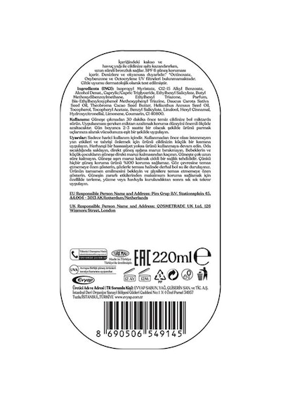 Arko Suncare Bronzlaştırıcı Güneş Yağı Sprey SPF6 220 ML