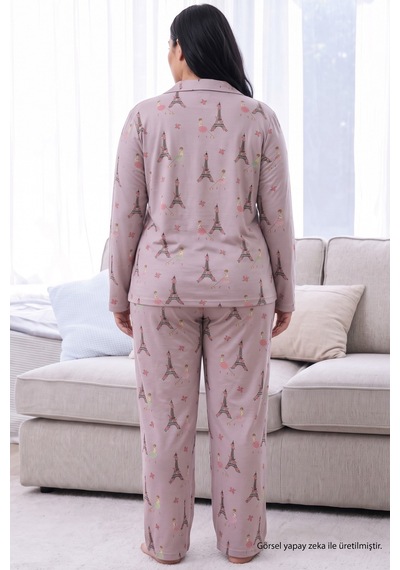 Siyah İnci Lila Desenli Termal Kumaşlı Ultra Soft Yumuşak Büyük Beden Battal Boy Düğmeli Örme Pijama Takımı 26226535 Siyah İnci Lila Desenli Termal Kumaşlı Ultra Soft Yumuşak Büyük Beden Battal Boy Düğmeli Örme Pijama Takımı 26226535