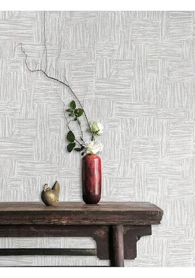 Adawall Muse Koleksiyonu- 25101-1 Gri Dokulu Silinebilir Nonwoven Vinil Duvar Kağıdı- Açık Gri, 1.06x15.6m - 16.5m² Krem