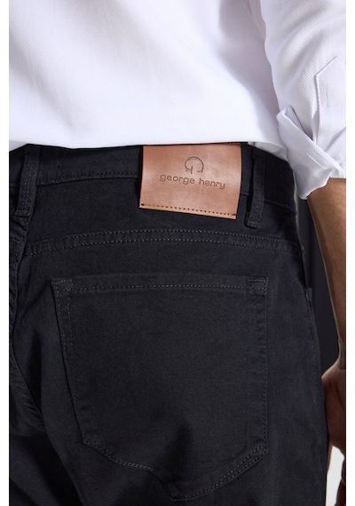 George Henry Pamuklu Slim Fit Dar Kesim 5 Cepli Esnek Chino Pantolon Siyah