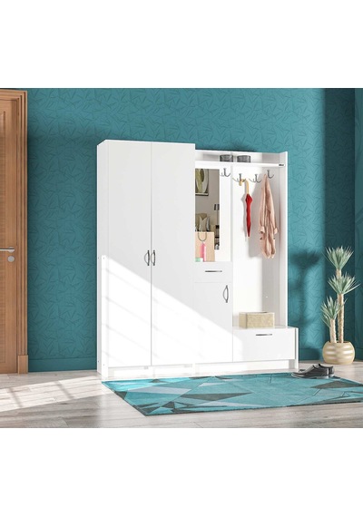 Abre Vm-343736 Beyaz Vestiyer Portmanto Ayakkabılık