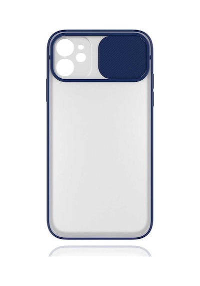 Kilifone - Apple Uyumlu iPhone 11 - Kılıf Slayt Sürgülü Arkası Buzlu Lensi Kapak - Lacivert
