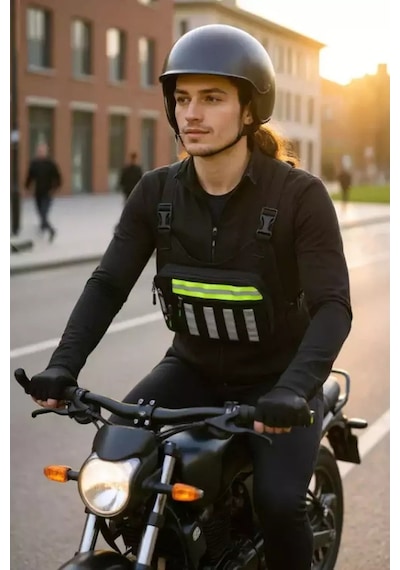 Seventeen Motosiklet Ve Bisiklet Kurye Reflektörlü Göğüs Çantası 4983 Siyah