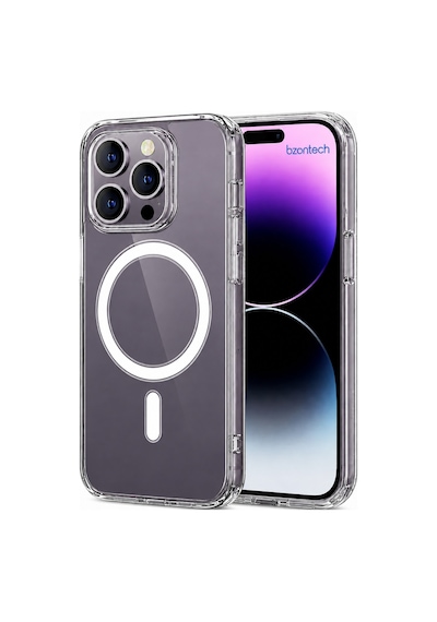İphone 14 Pro Max Uyumlu Yumuşak Magsafe Kablosuz Şarj Destekli Şeffaf Kılıf Kamera İçin Yükseltilmiş Çerçeve