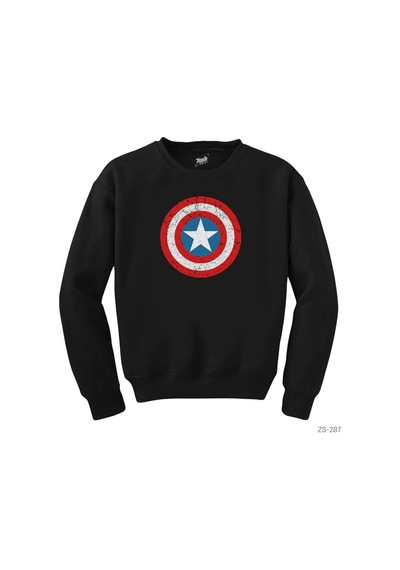 Captain America Kalkan Siyah Sweatshirt