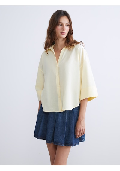 Lcw Vision Sarı Oversize Kadın Gömlek